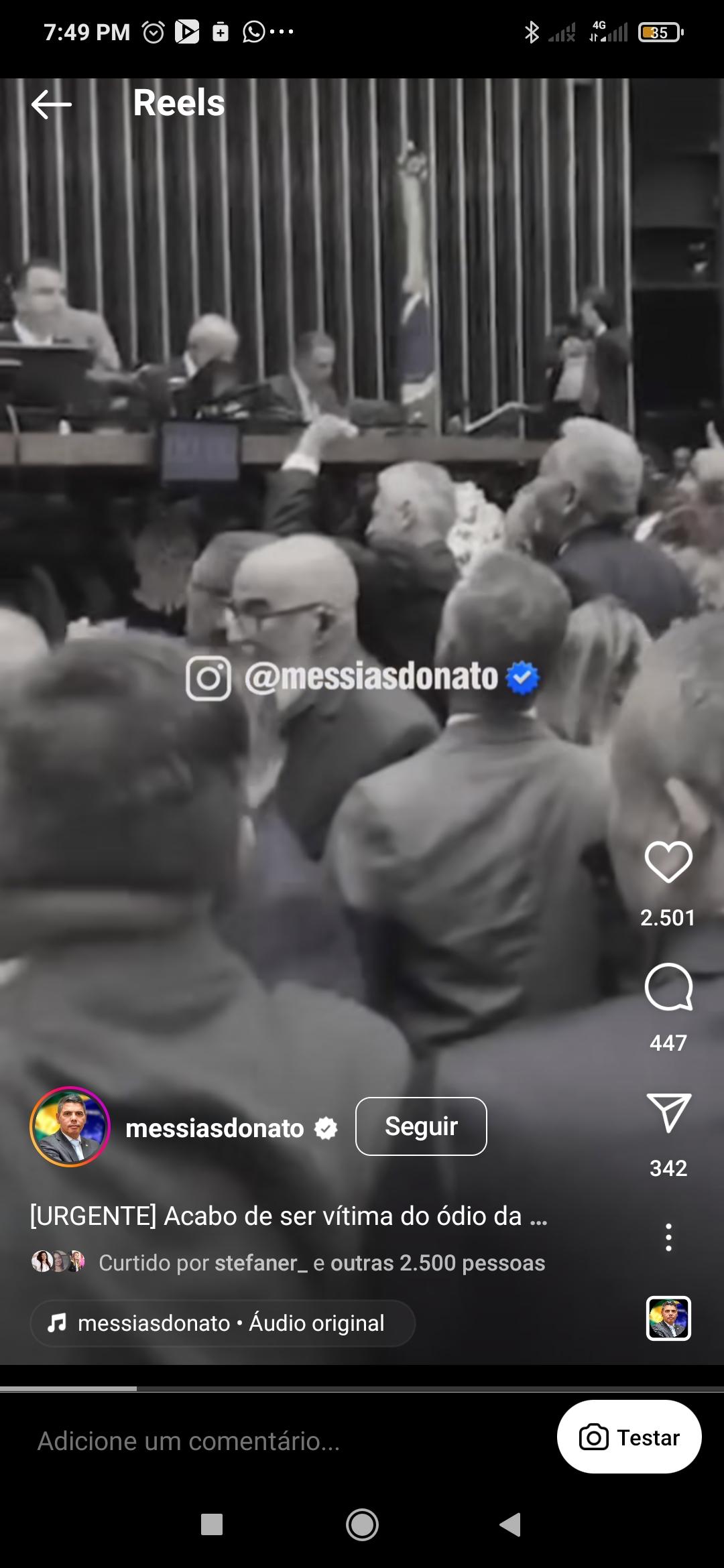 O amor venceu? Deputado Messias Donato é agredido por deputado petista no plenário da Câmara