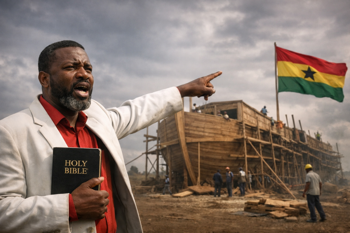 Homem afirma ter recebido ordem divina para construir arca em Gana e reacende debate sobre falsos profetas