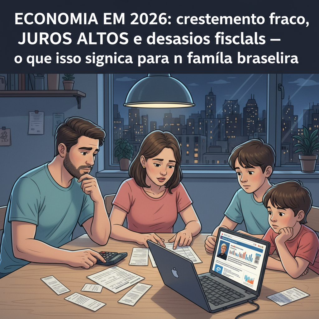 Economia em 2026: crescimento fraco, juros altos e desafios fiscais — o que isso significa para a família brasileira