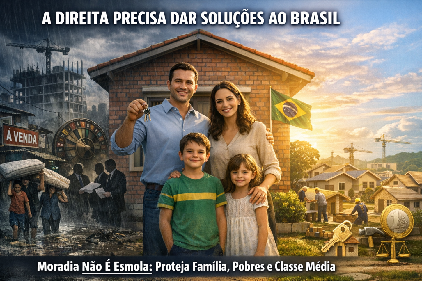 A DIREITA PRECISA DAR SOLUÇÕES AO BRASIL: MORADIA NÃO É ESMOLA, É PROTEGER A FAMÍLIA TRADICIONAL, OS POBRES E A CLASSE MÉDIA.