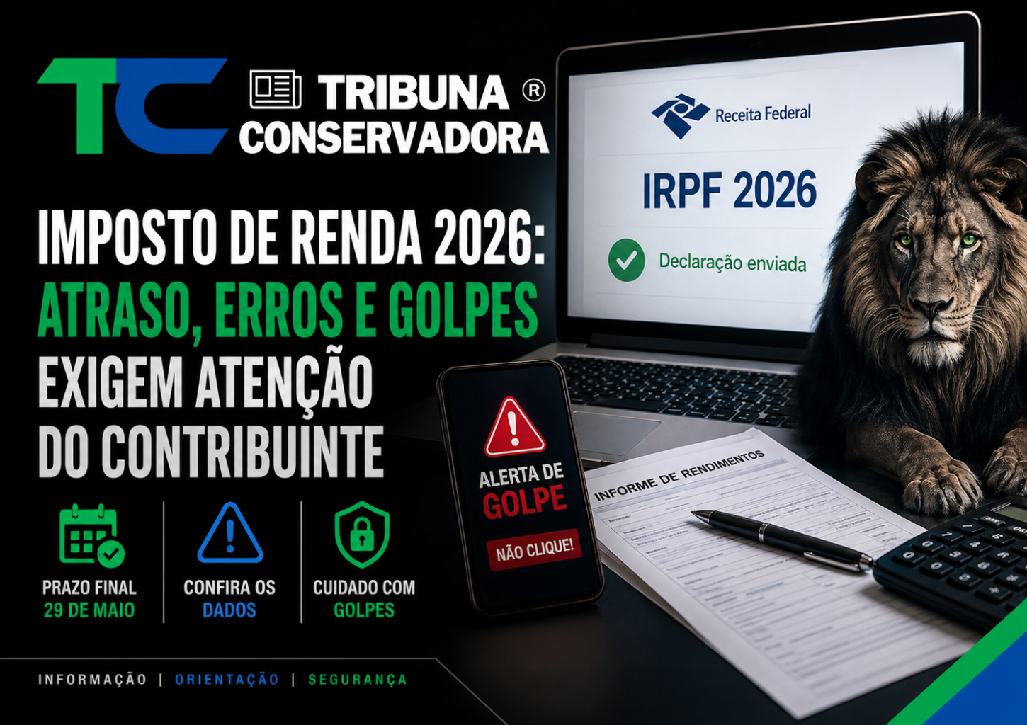 Imposto de Renda 2026: atraso, erros na pré-preenchida e golpes exigem atenção redobrada do contribuinte